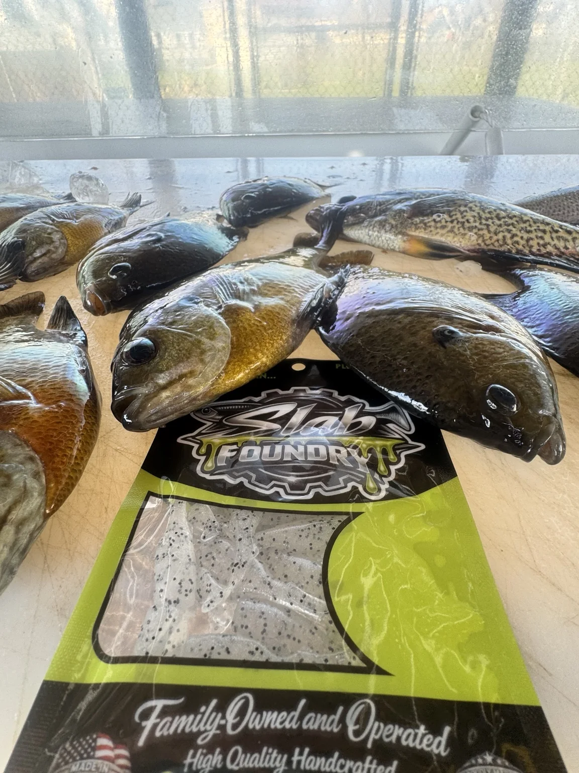 Slab Foundry lure next to a catch